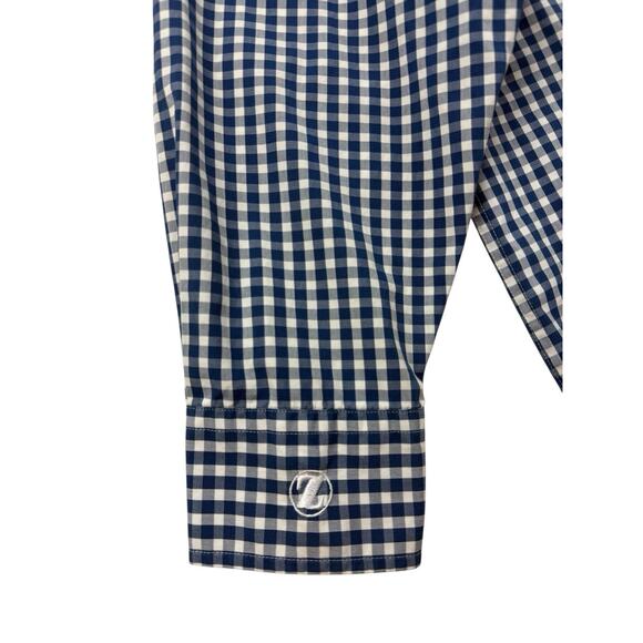 Southern Tide Shirt Navy Blue White Gingham Check Button Down Mens Large - Picture 7 of 10